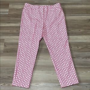 Liz Claiborne Emma Pants Womens 10 Casual Stretch Pink White Crop Vibrant NWOT